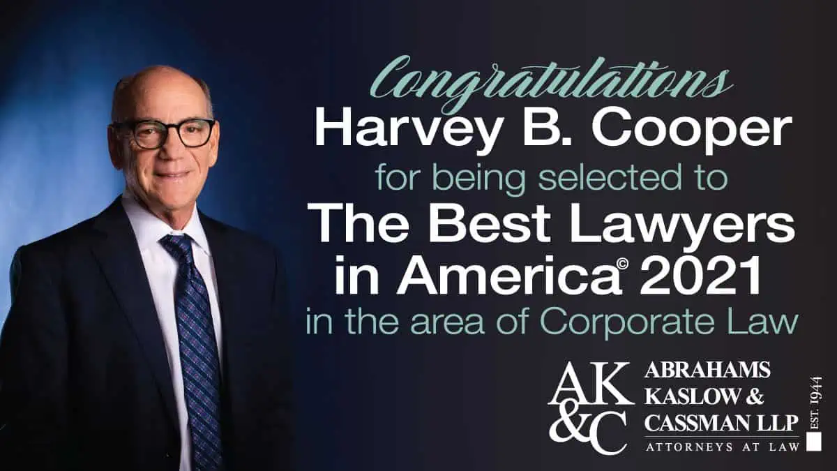 , Harvey Cooper Named to The Best Lawyers in America© for 2021, Abrahams Kaslow &amp; Cassman LLP | Attorneys at Law