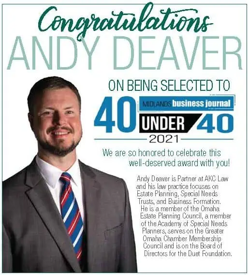 , Andrew Deaver named to Midlands Business Journal&#8217;s 40 Under 40, Abrahams Kaslow &amp; Cassman LLP | Attorneys at Law